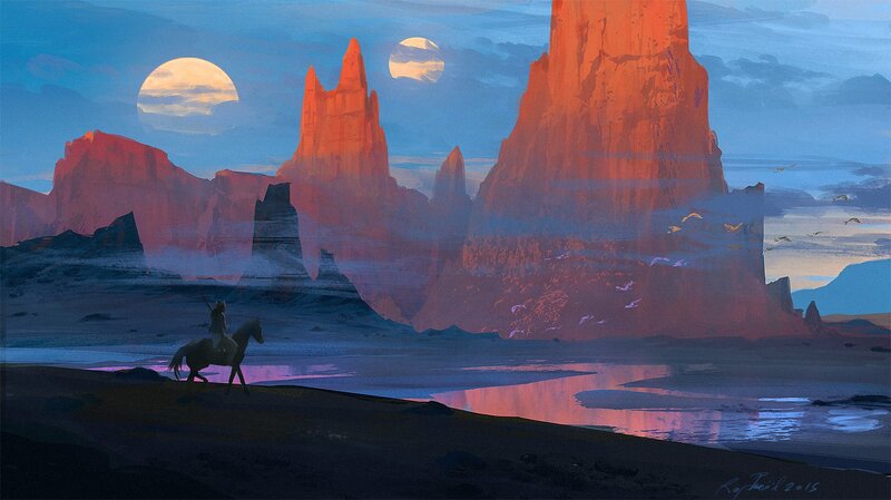 Rider on Horseback — Blue, Serene