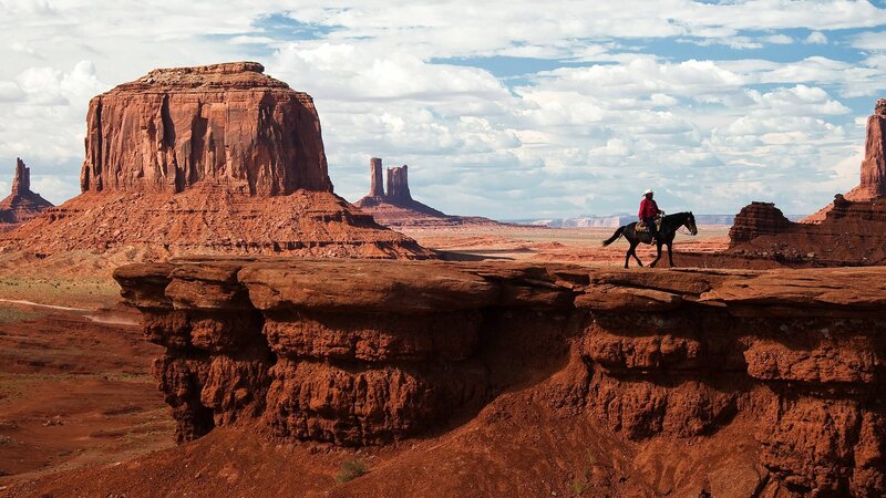 Rider on Horseback — Red, Serene