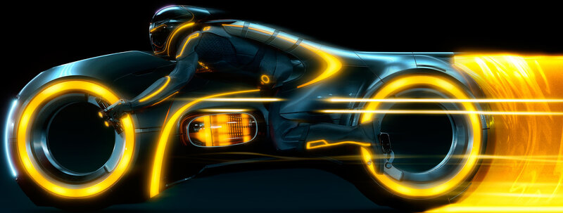Rider on Light Cycle — Black, Dramatic, Night, Digital Art, Helmet