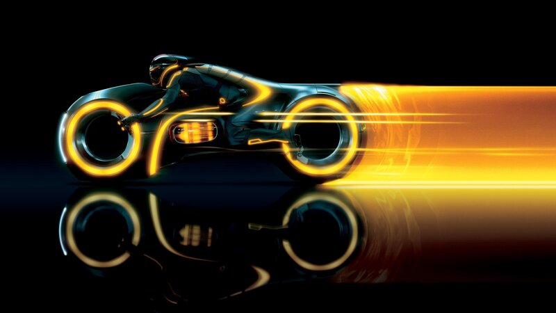 Rider on Light Cycle — Black, Dramatic, Night