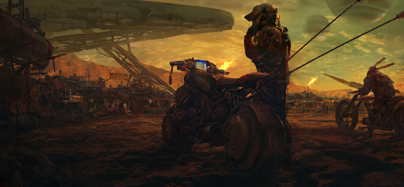 Rider on Motorcycle — Brown