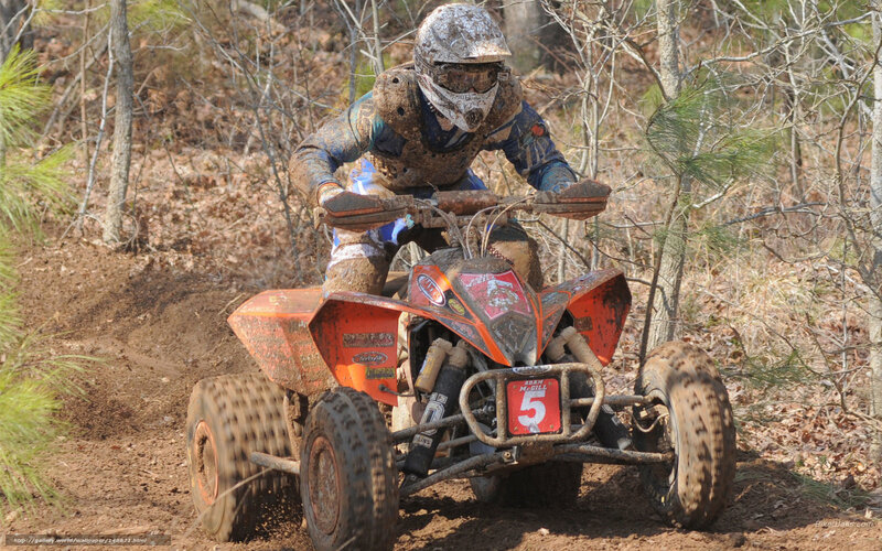 Rider on Muddy ATV — Orange