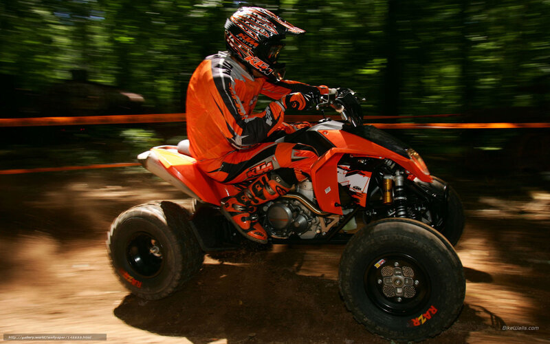 Rider on Orange ATV — Dynamic, Afternoon