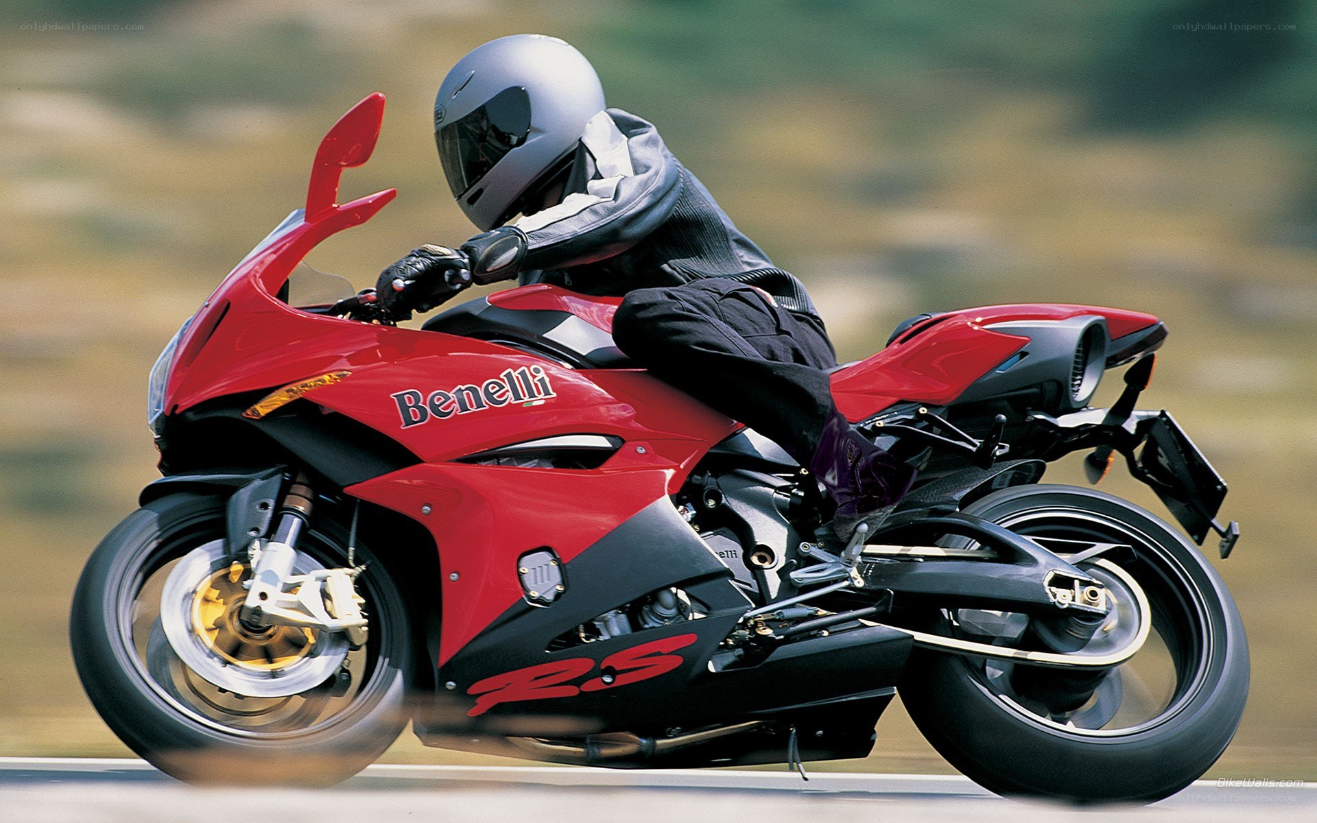 Rider on red Benelli motorcycle