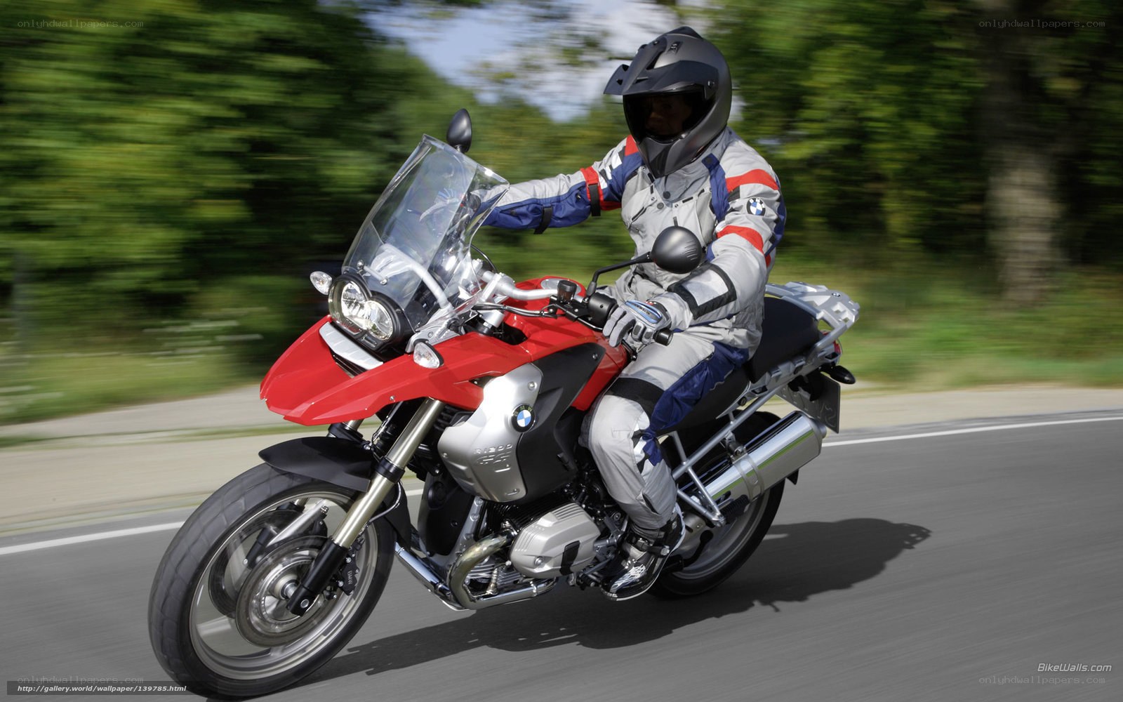 Rider on red BMW motorcycle