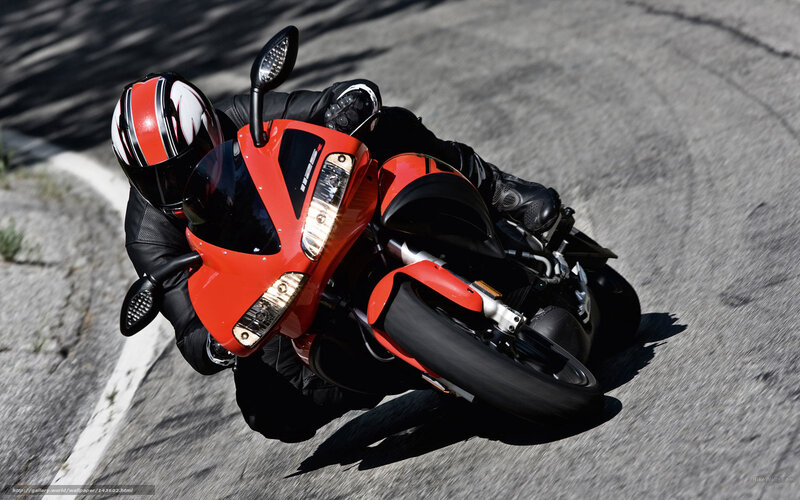 Rider on red motorcycle