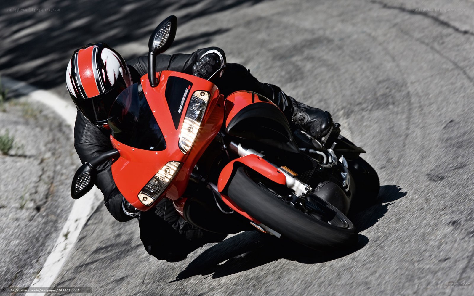 Rider on red motorcycle