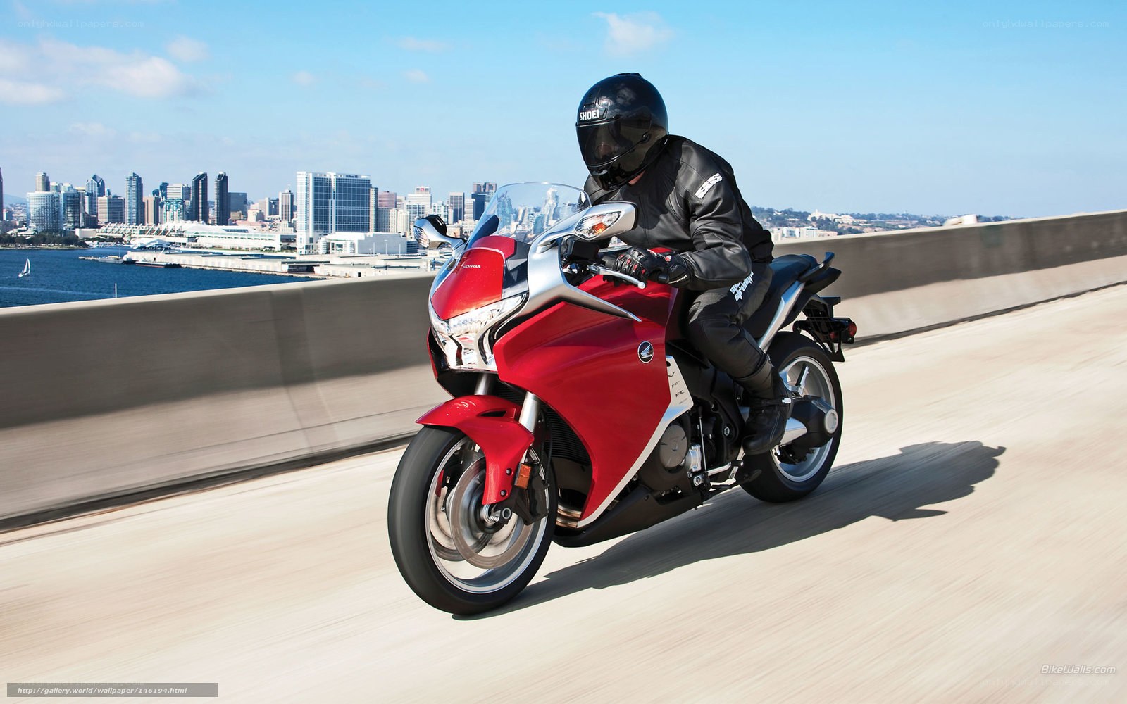 Rider on red motorcycle