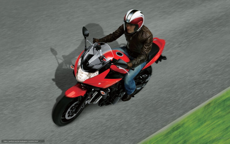 Rider on red motorcycle