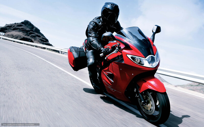 Rider on red motorcycle