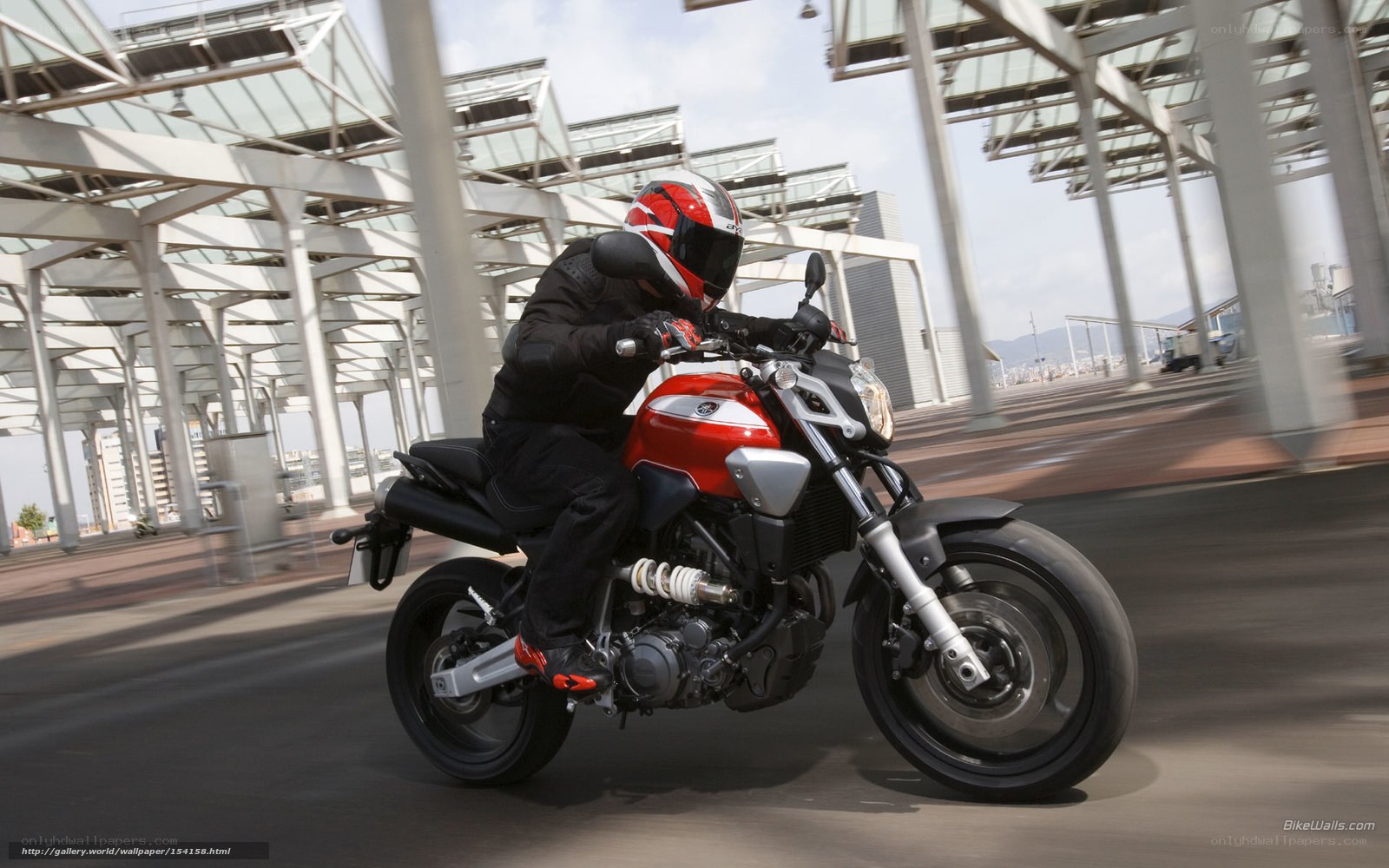 Rider on red motorcycle