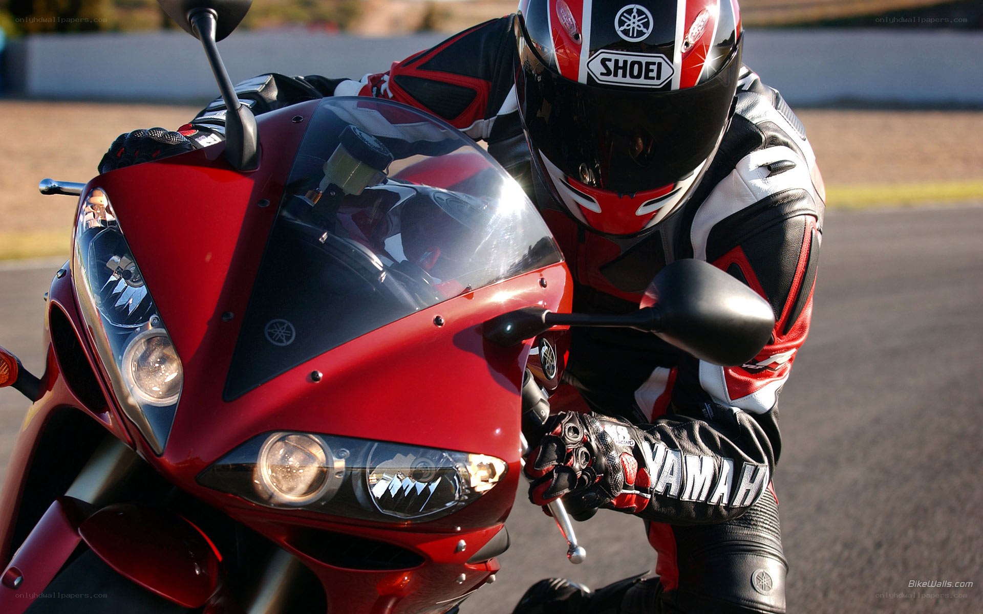 rider on red motorcycle