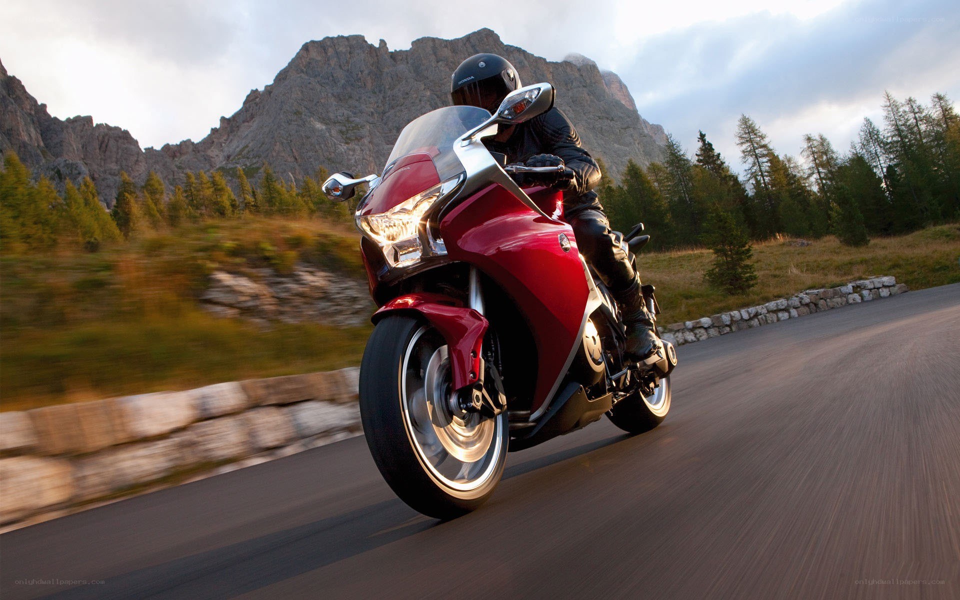 Rider on red motorcycle