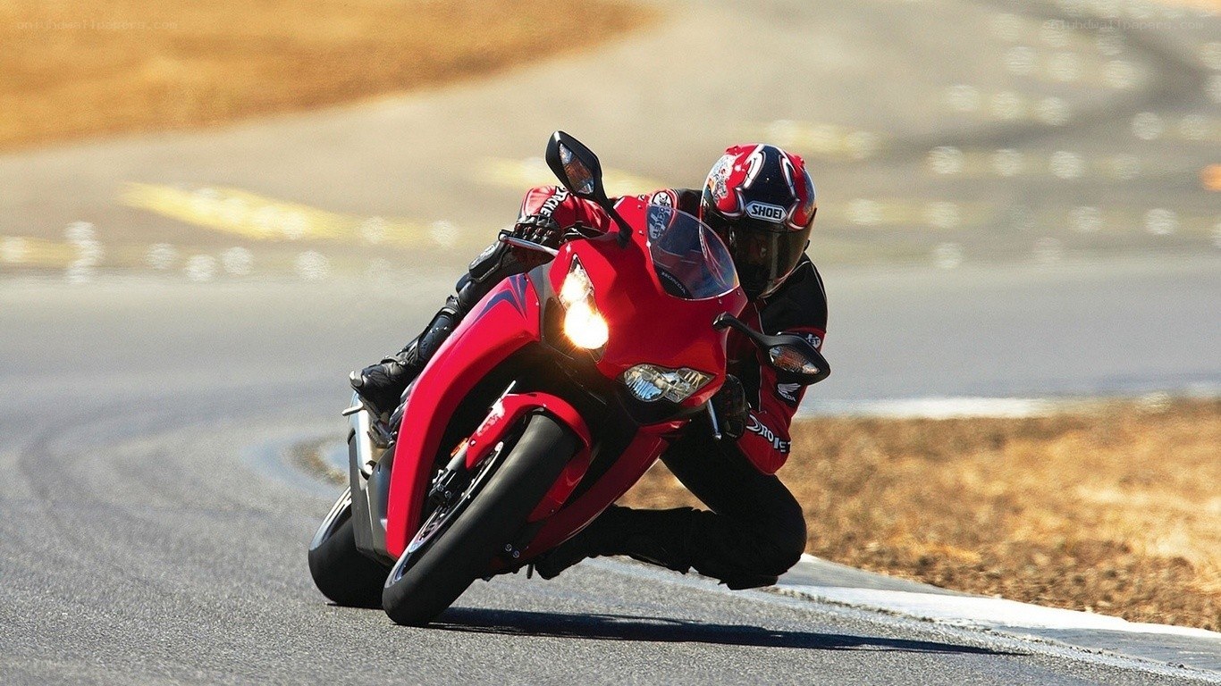 Rider on red motorcycle
