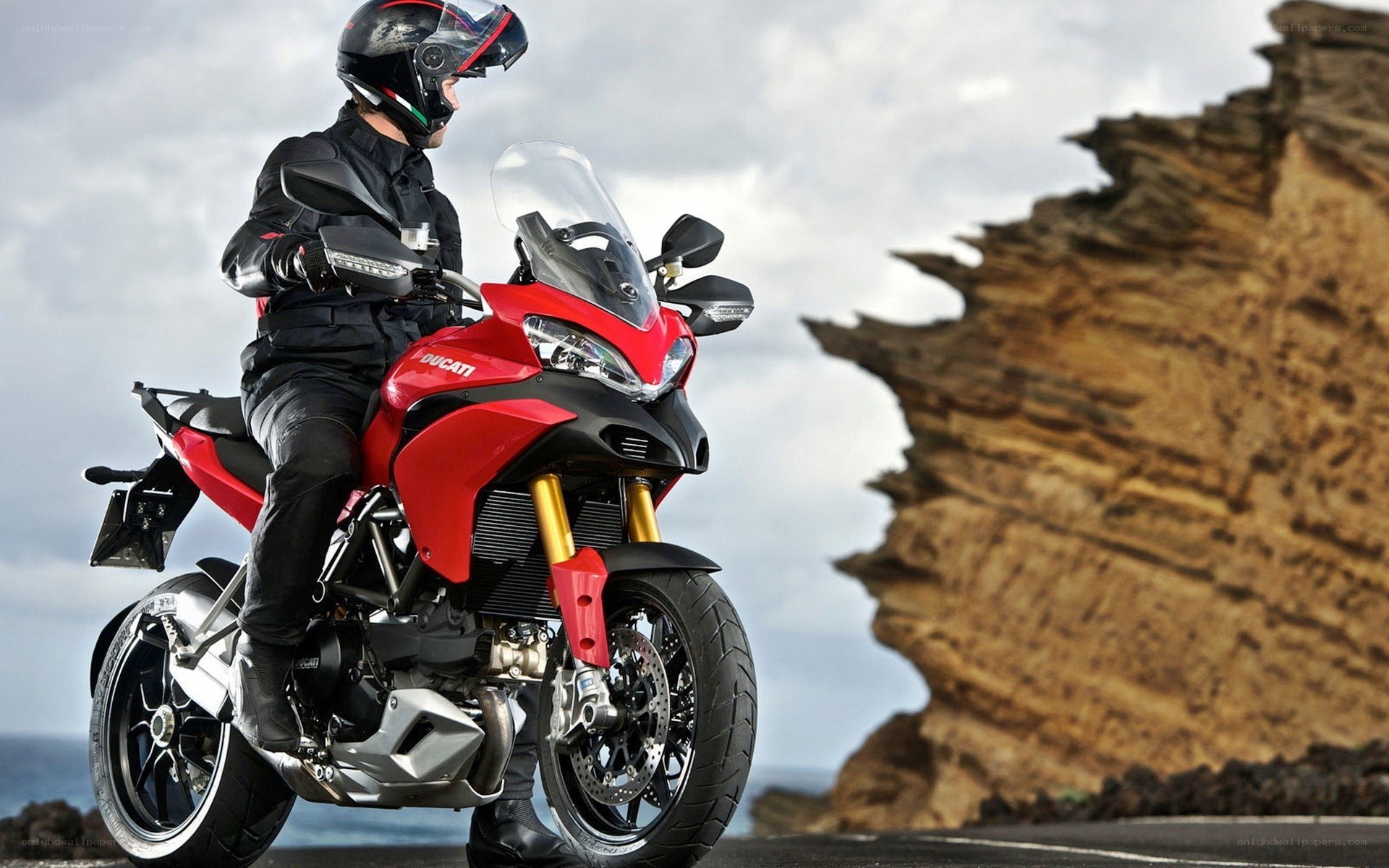 Rider on red motorcycle