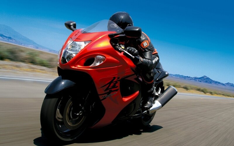 Rider on Red Motorcycle — Desert