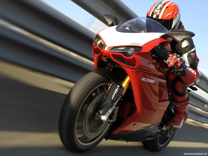 Rider on Red Motorcycle — Dynamic, Afternoon, Photograph, Helmet, Road, Guardrail