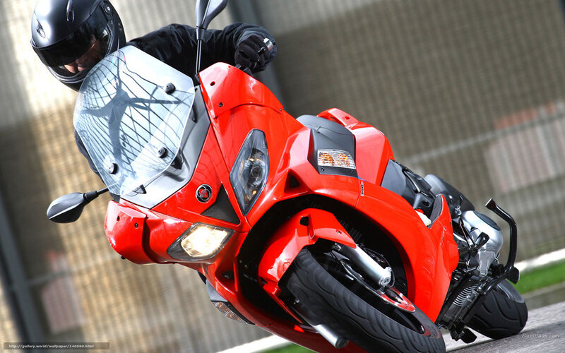 Rider on Red Motorcycle — Dynamic, Afternoon, Photograph, Helmet, Windshield