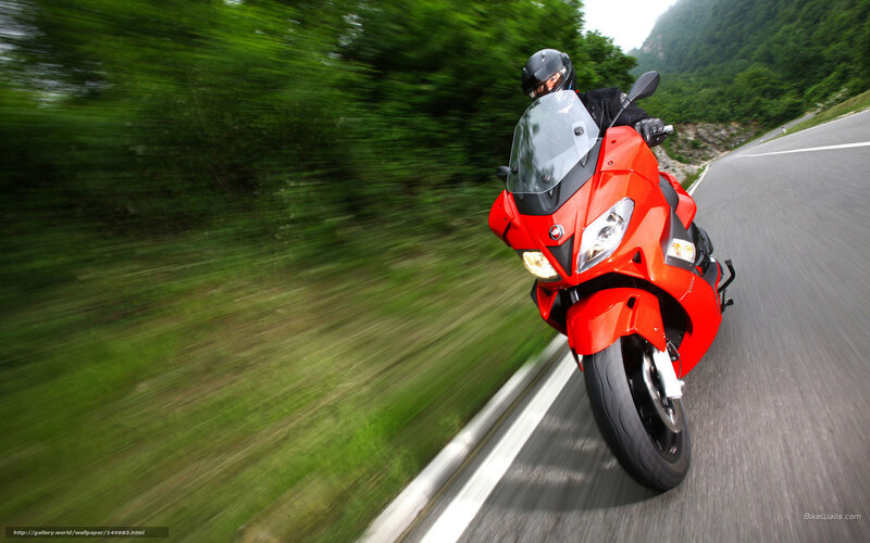 Rider on Red Motorcycle — Dynamic, Afternoon, Photograph, Road