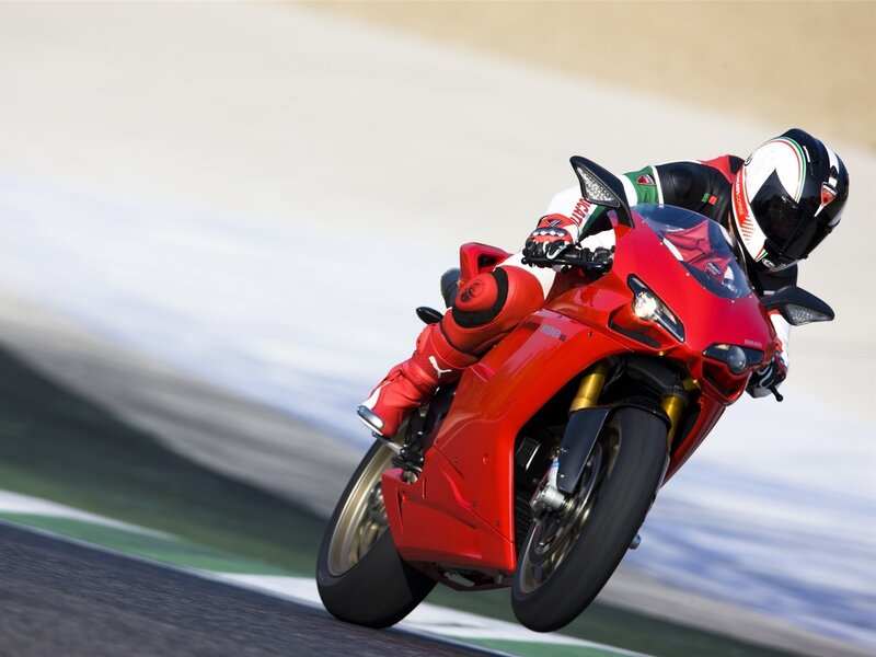 Rider on Red Motorcycle — Dynamic, Afternoon, Photograph