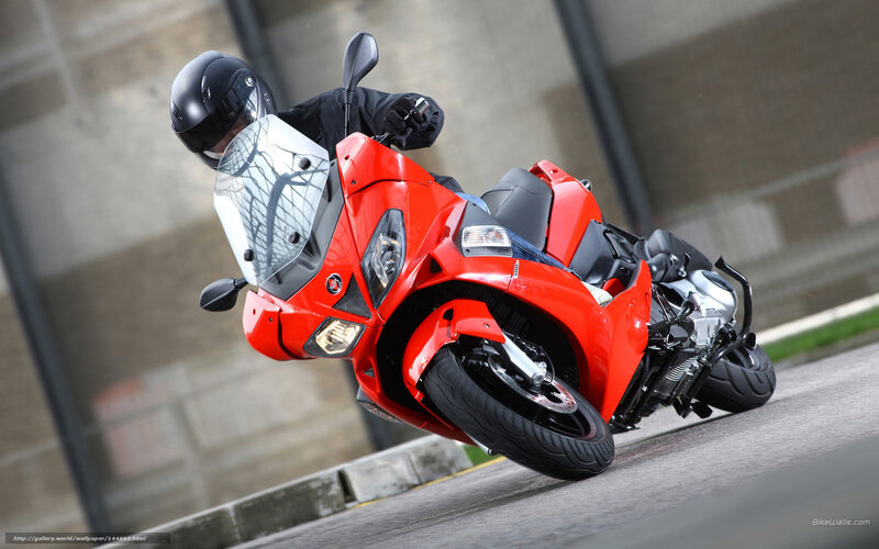Rider on Red Motorcycle — Dynamic, Photograph, Helmet, Road, Concrete Wall