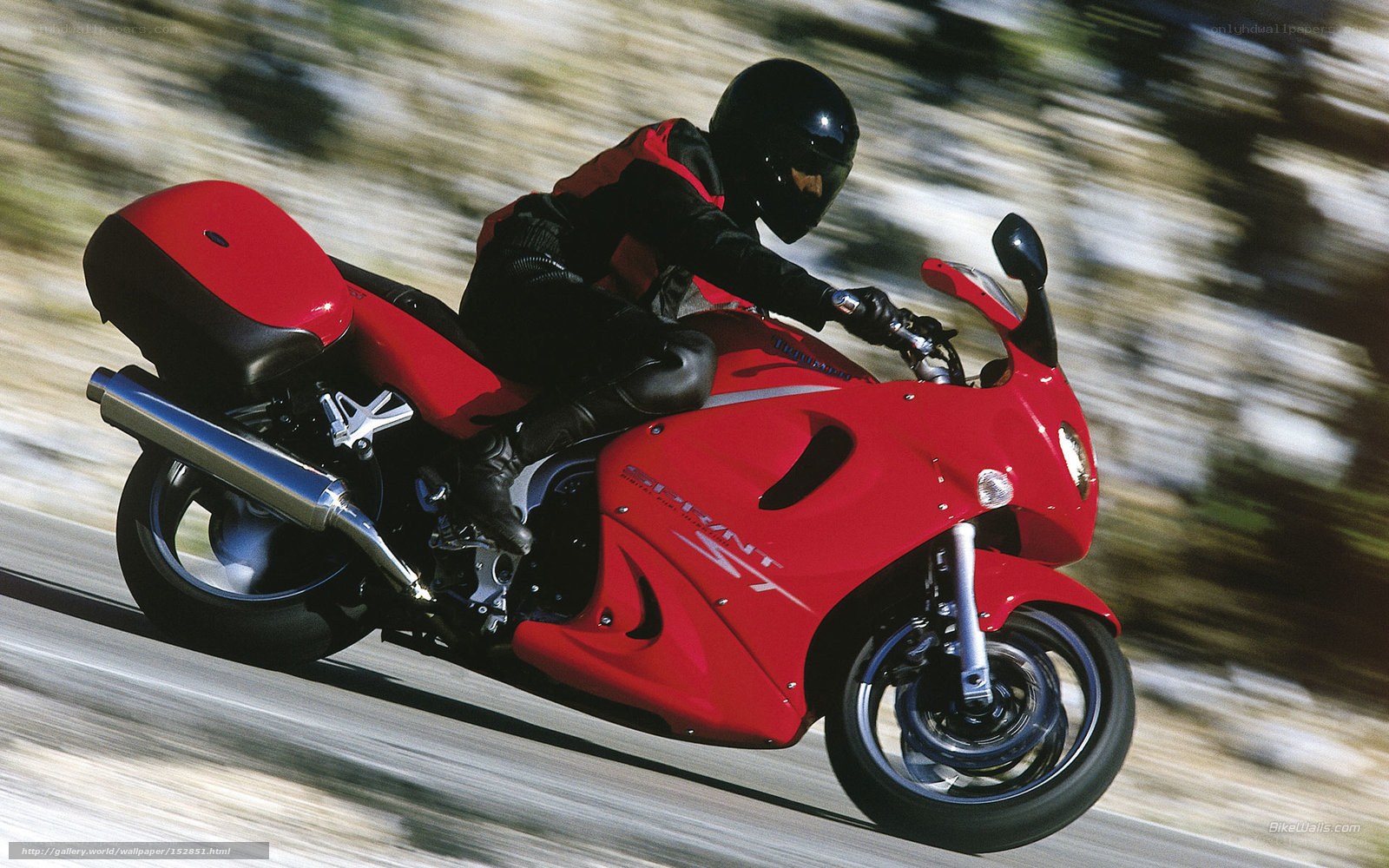 Rider on red sport motorcycle