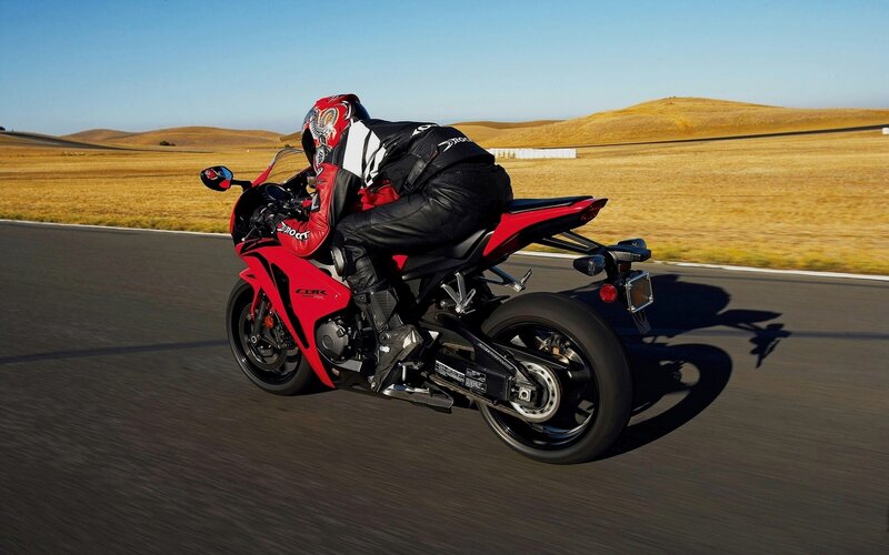 Rider on red sportbike