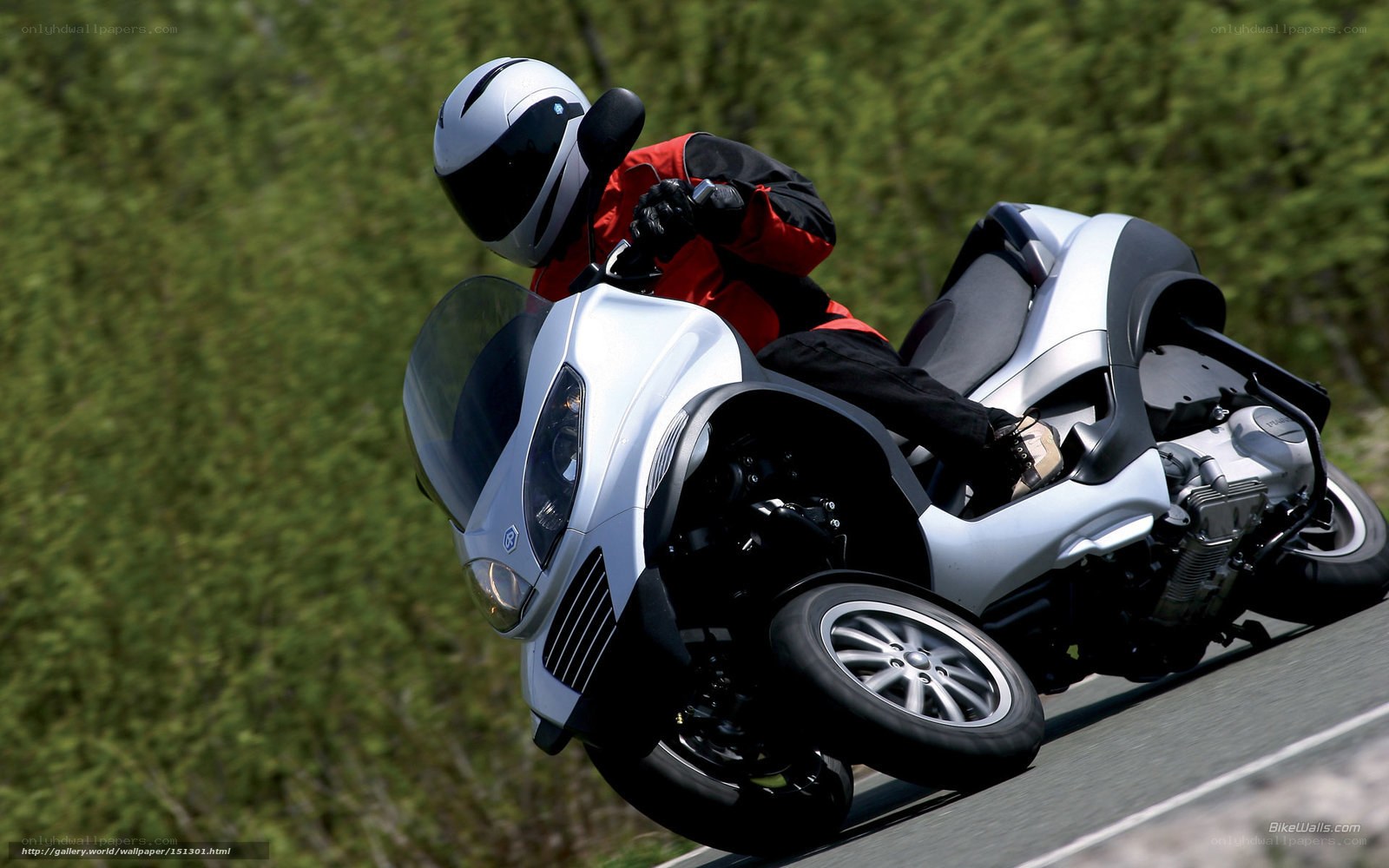 rider on three-wheeled motorcycle