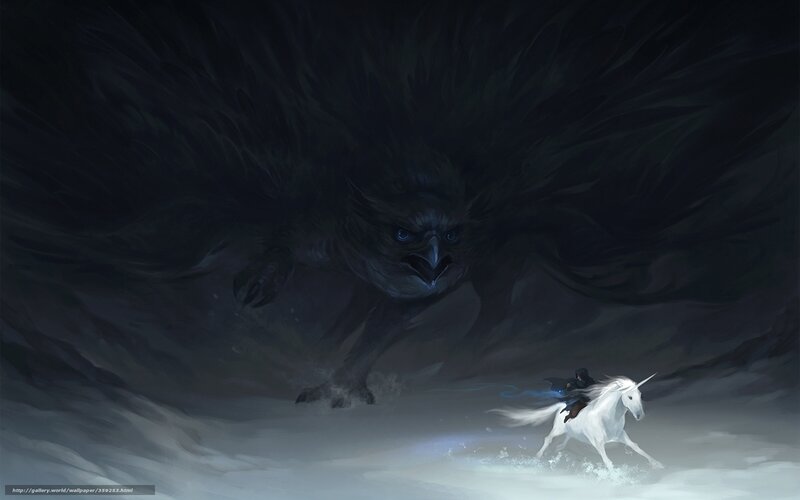 Rider on White Unicorn — Dramatic, Night