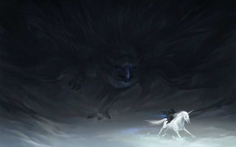 Rider on White Unicorn — Dramatic