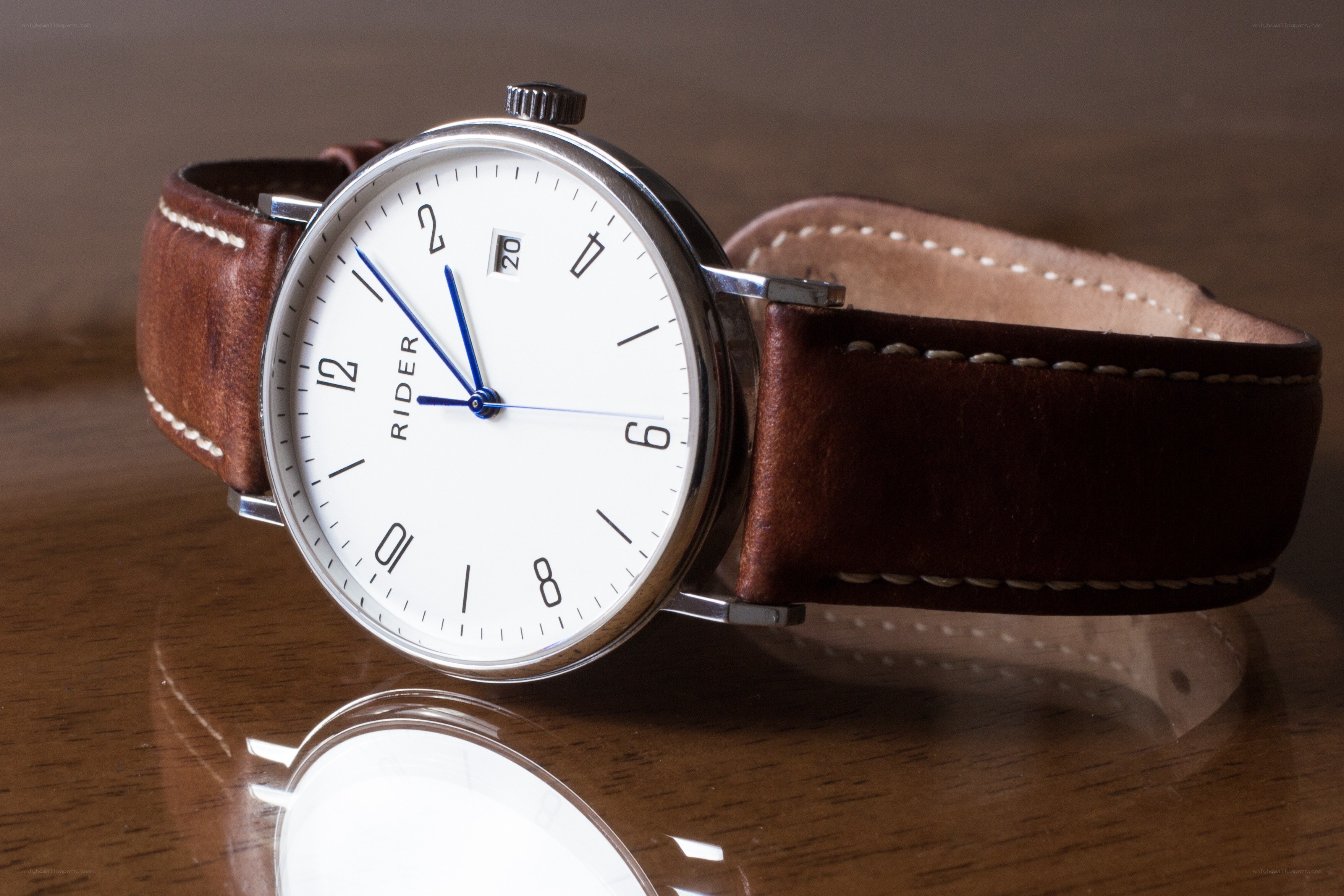 Rider watch with leather strap
