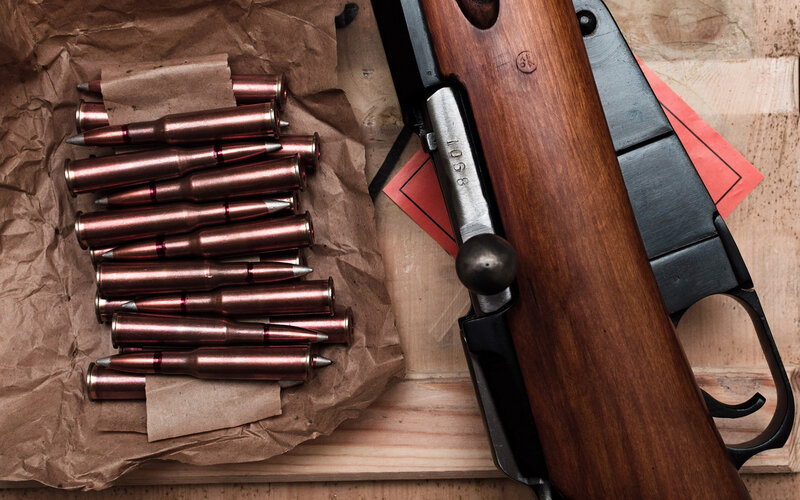 Rifle and Ammunition — Brown