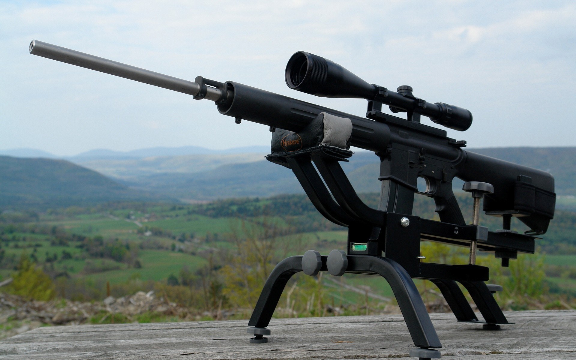 rifle on a shooting rest