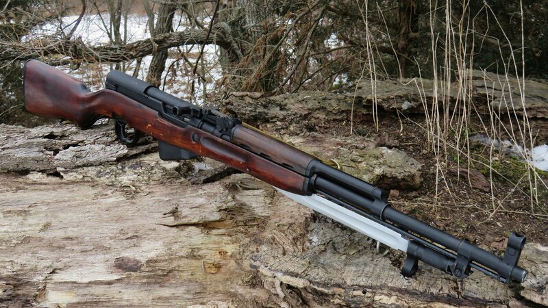Rifle on Log