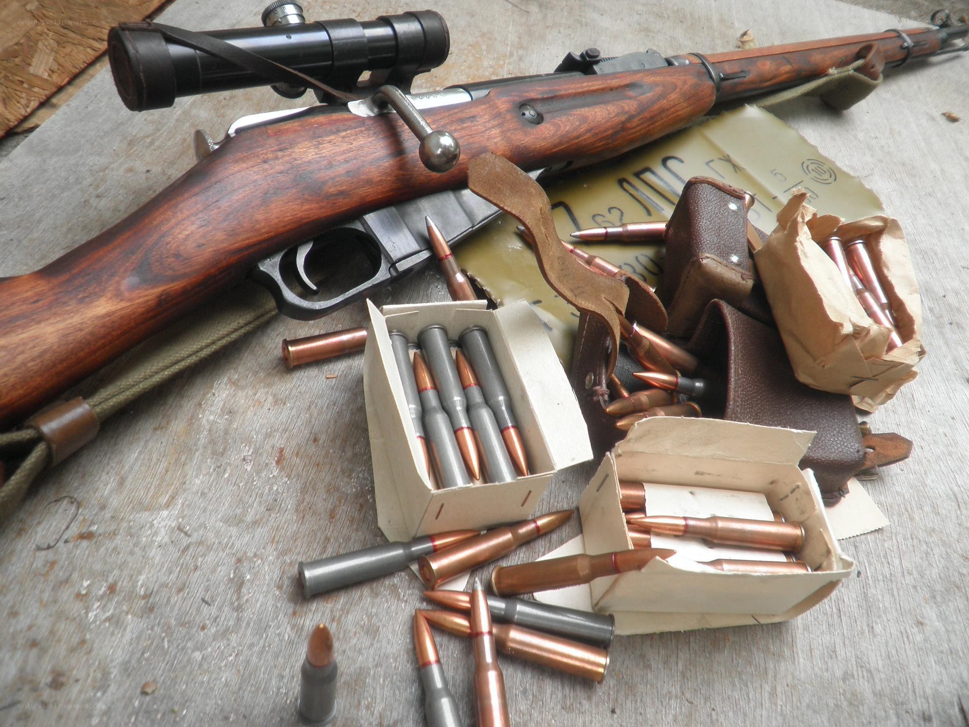 rifle with ammunition