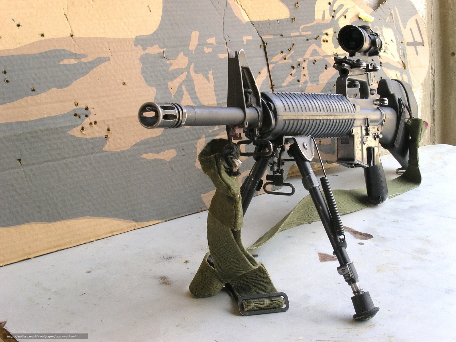 rifle with bipod and scope