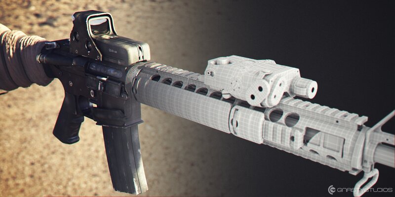 Rifle with Red Dot Sight — Gray