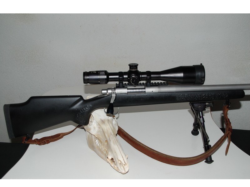 rifle with scope and skull