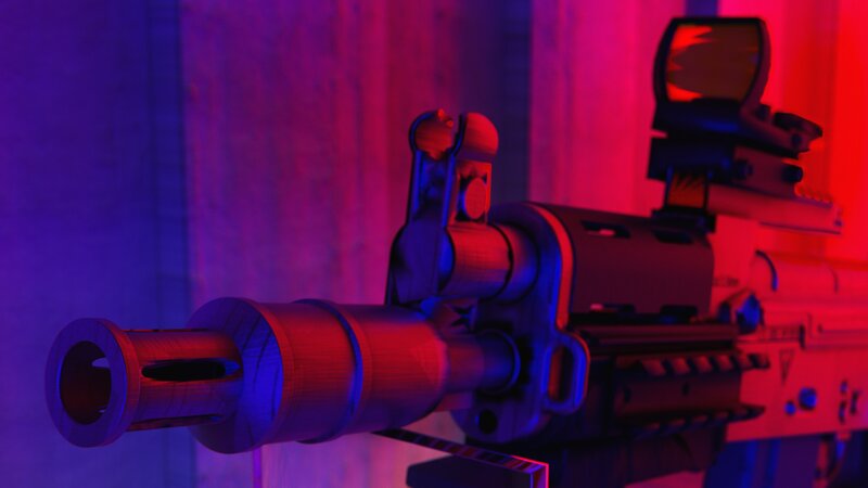 Rifle with Scope — Red, Dramatic