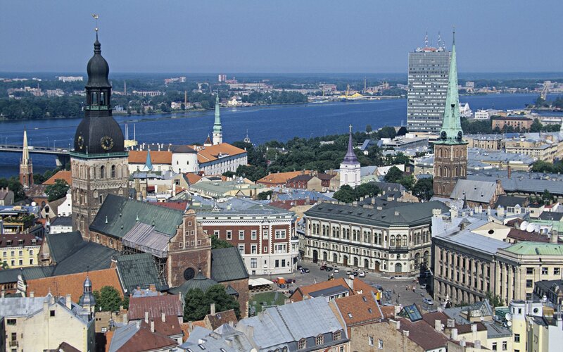 Riga cityscape with river view