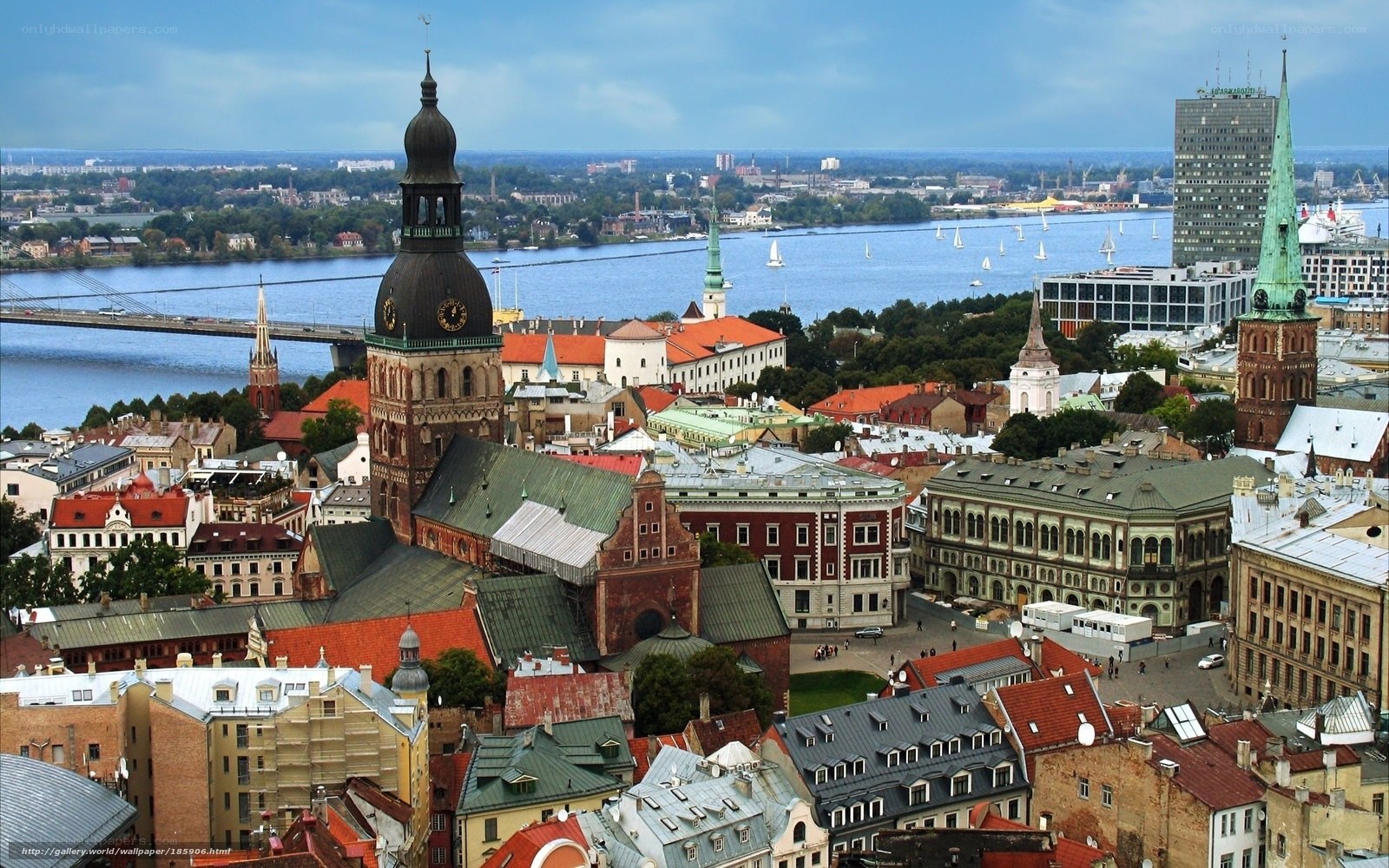 Riga cityscape with river