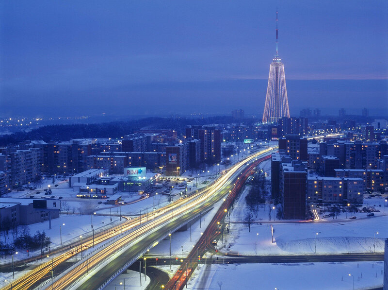 Riga TV Tower at Night
