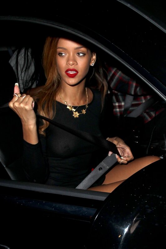 Rihanna in a car at night