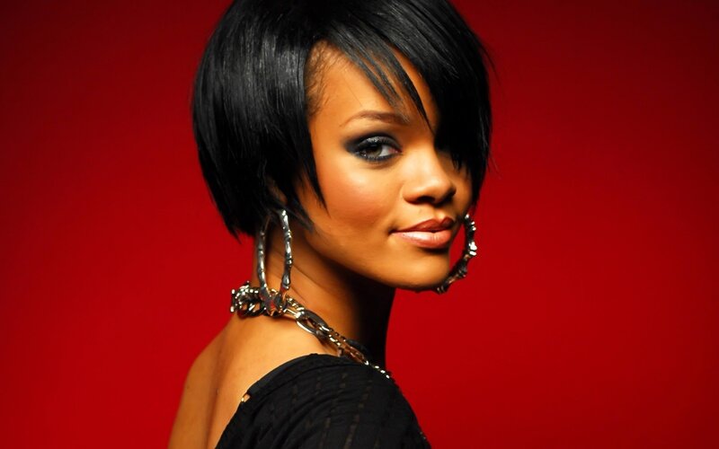 Rihanna in black outfit