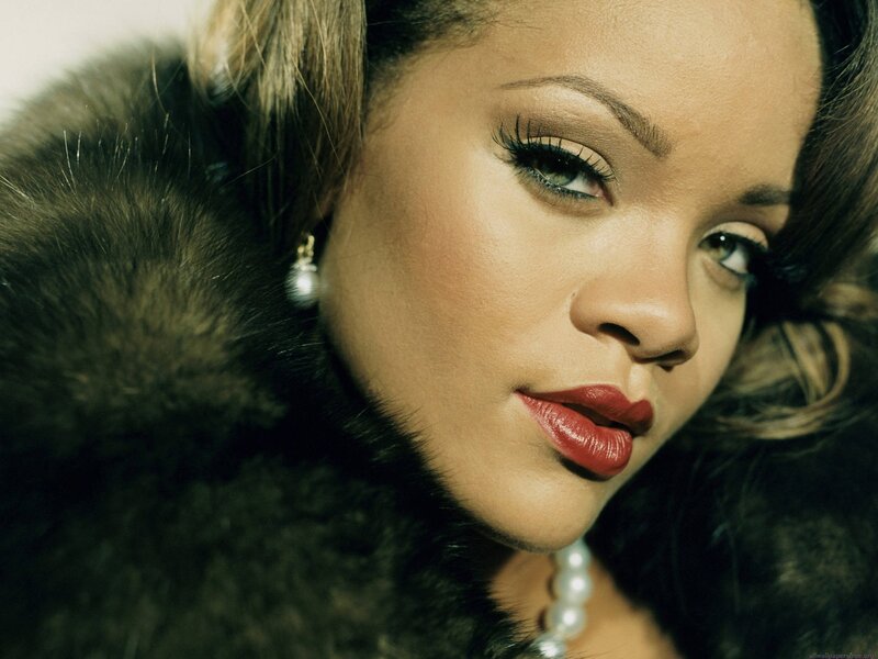 Rihanna in fur coat portrait