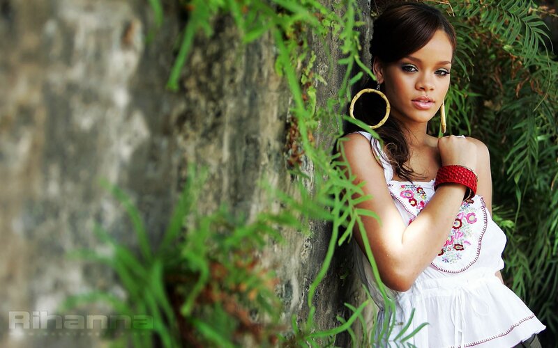 Rihanna in white dress