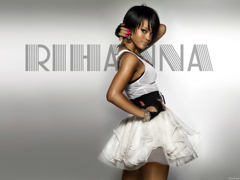 Rihanna in white dress