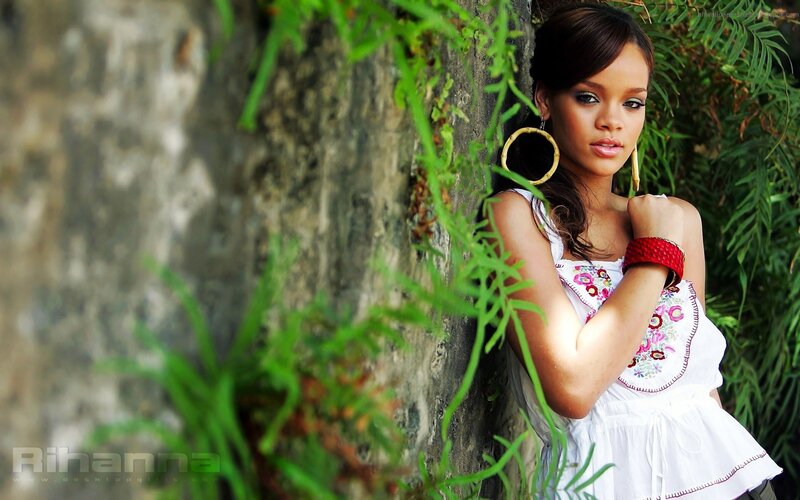 Rihanna in white dress