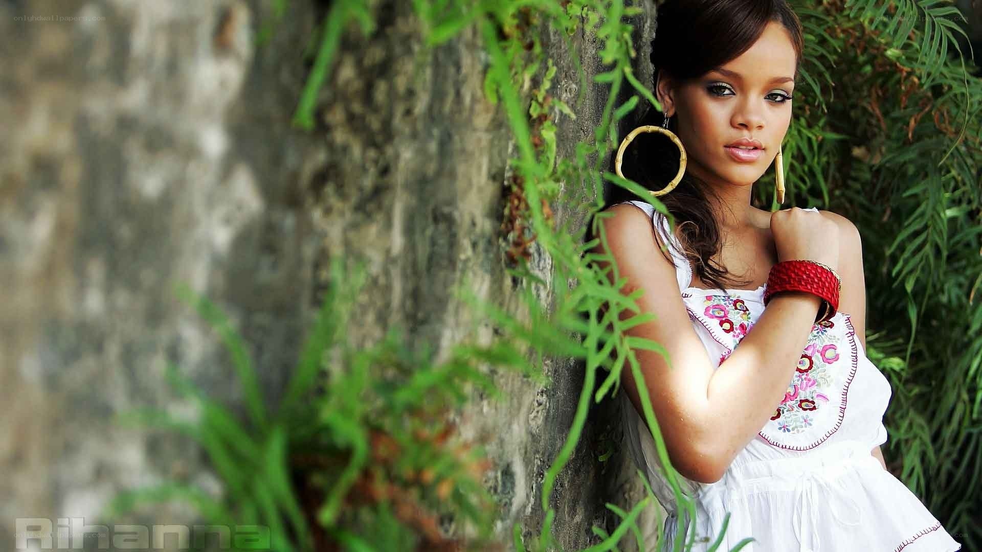 Rihanna in white dress