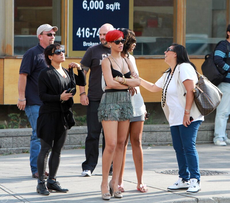 Rihanna on a city street
